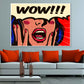 WOW Chat Bubble & Screaming Girl Illustration Pop Arts & Comic Poster Print 100% Australian Made Stretched Canvas Ready to Hang - 2144