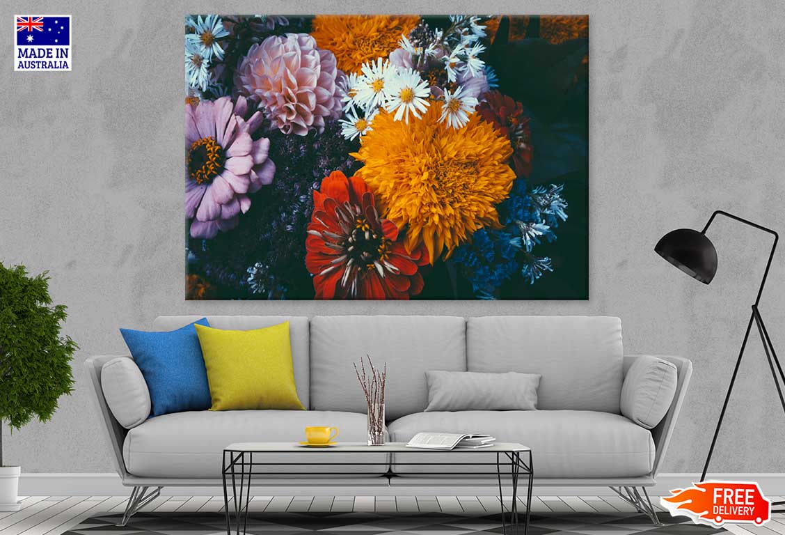 Autumn Flowers Bouquet Photograph Print 100% Australian Made Stretched Canvas Ready to Hang - 1612