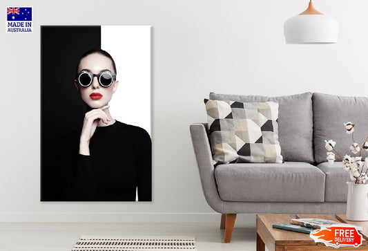 Lady & Black Stylish Sunglasses Print 100% Australian Made Stretched Canvas Ready to Hang - 1348