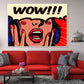 WOW Chat Bubble & Screaming Girl Illustration Pop Arts & Comic Poster Print 100% Australian Made Stretched Canvas Ready to Hang - 2144