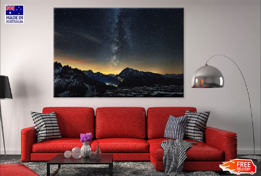 Milky Way Italian Alps Sunset Print 100% Australian Made Stretched Canvas Ready to Hang - 1065