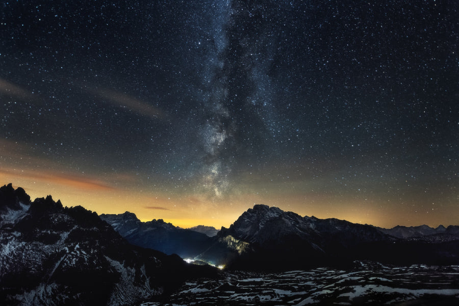 Milky Way Italian Alps Sunset Print 100% Australian Made Stretched Canvas Ready to Hang - 1065