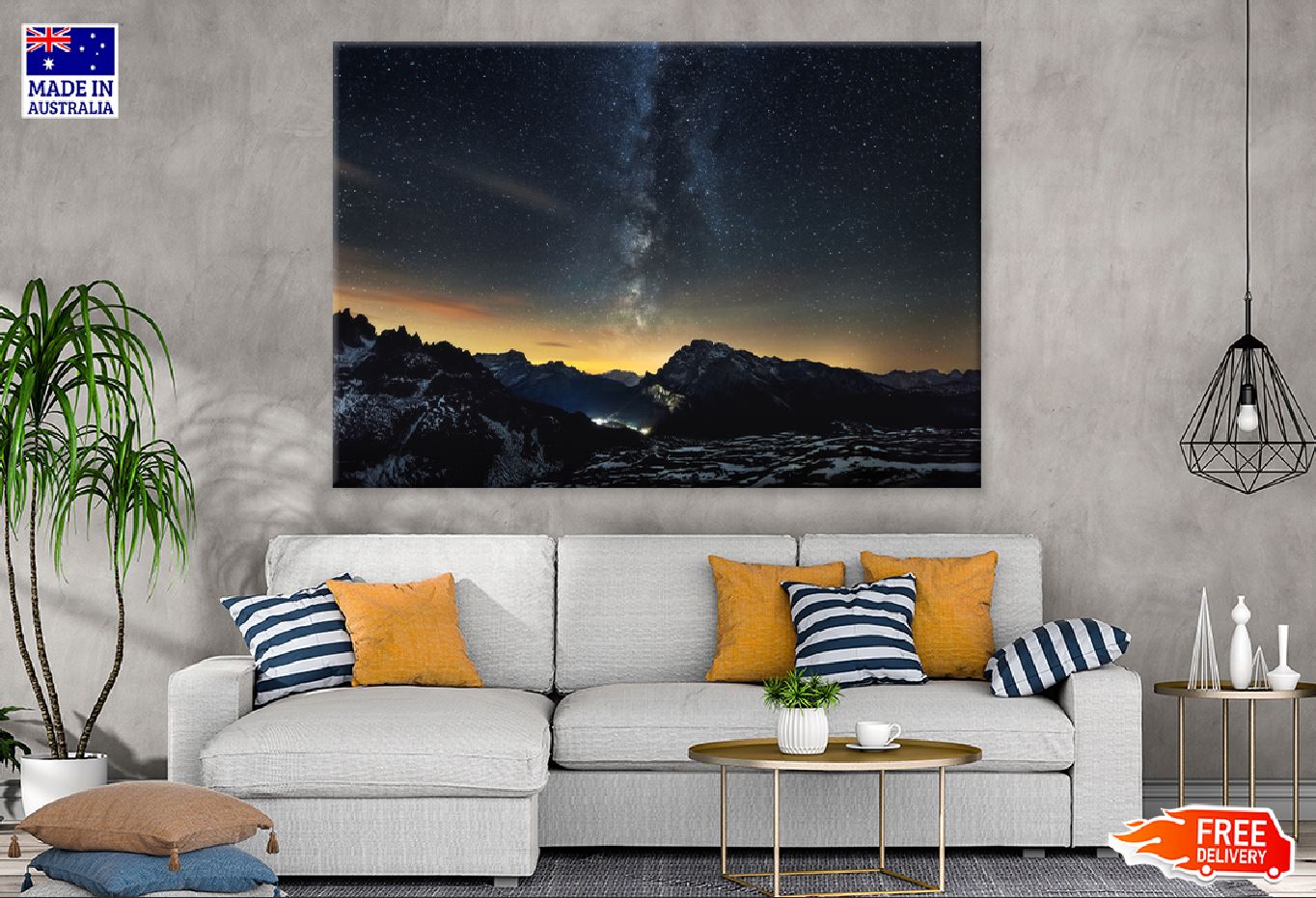 Milky Way Italian Alps Sunset Print 100% Australian Made Stretched Canvas Ready to Hang - 1065