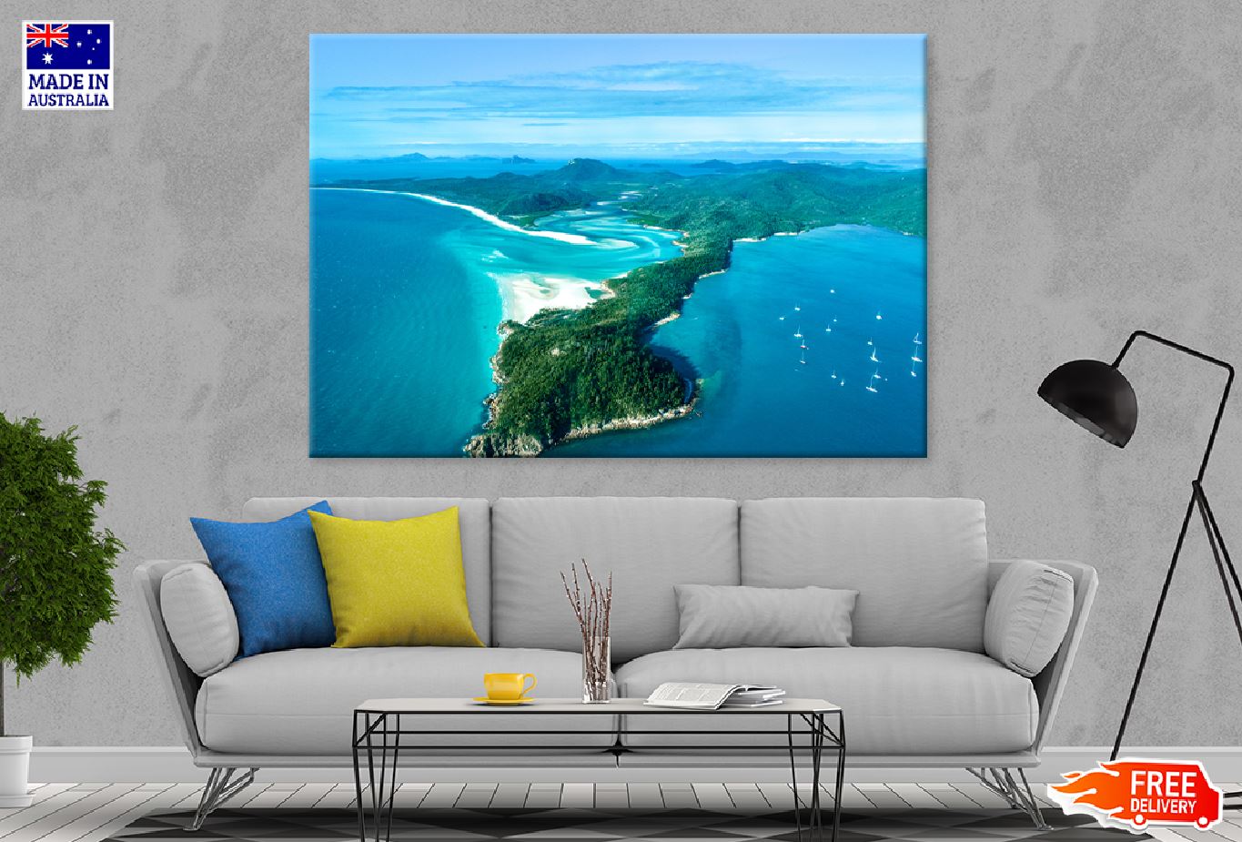 Hill Inlet Whitsunday Island View Print 100% Australian Made Stretched Canvas Ready to Hang - 1412