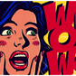 WOW Quote & Surprised Girl Illustration Pop Arts & Comic Poster Print 100% Australian Made Stretched Canvas Ready to Hang - 2146