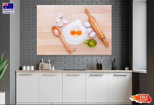 Bread Pasta Making with Tools Photograph Print 100% Australian Made Stretched Canvas Ready to Hang - 2046