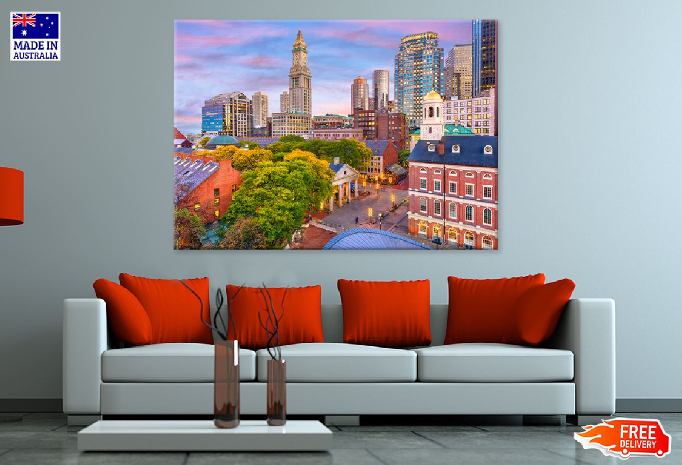 Faneuil Hall & Quincy Market View Print 100% Australian Made Stretched Canvas Ready to Hang - 1515