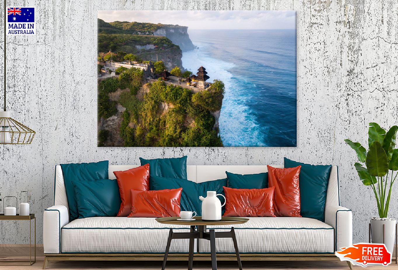 Luhur Uluwatu Temple Sea View Print 100% Australian Made Stretched Canvas Ready to Hang - 1414