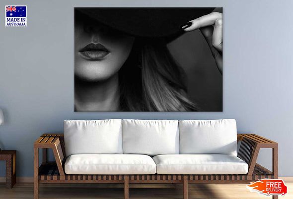 Young Mysterious Girl B&W View Print 100% Australian Made Stretched Canvas Ready to Hang - 1351