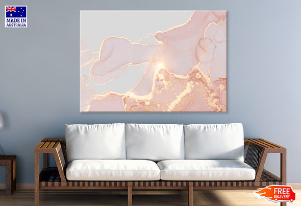 Grey Pink & Gold Abstract Design Print 100% Australian Made Stretched Canvas Ready to Hang - 1166