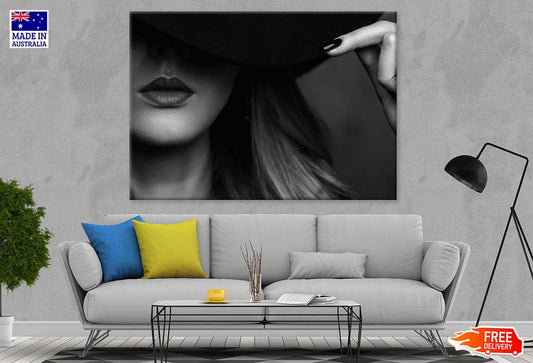 Young Mysterious Girl B&W View Print 100% Australian Made Stretched Canvas Ready to Hang - 1351