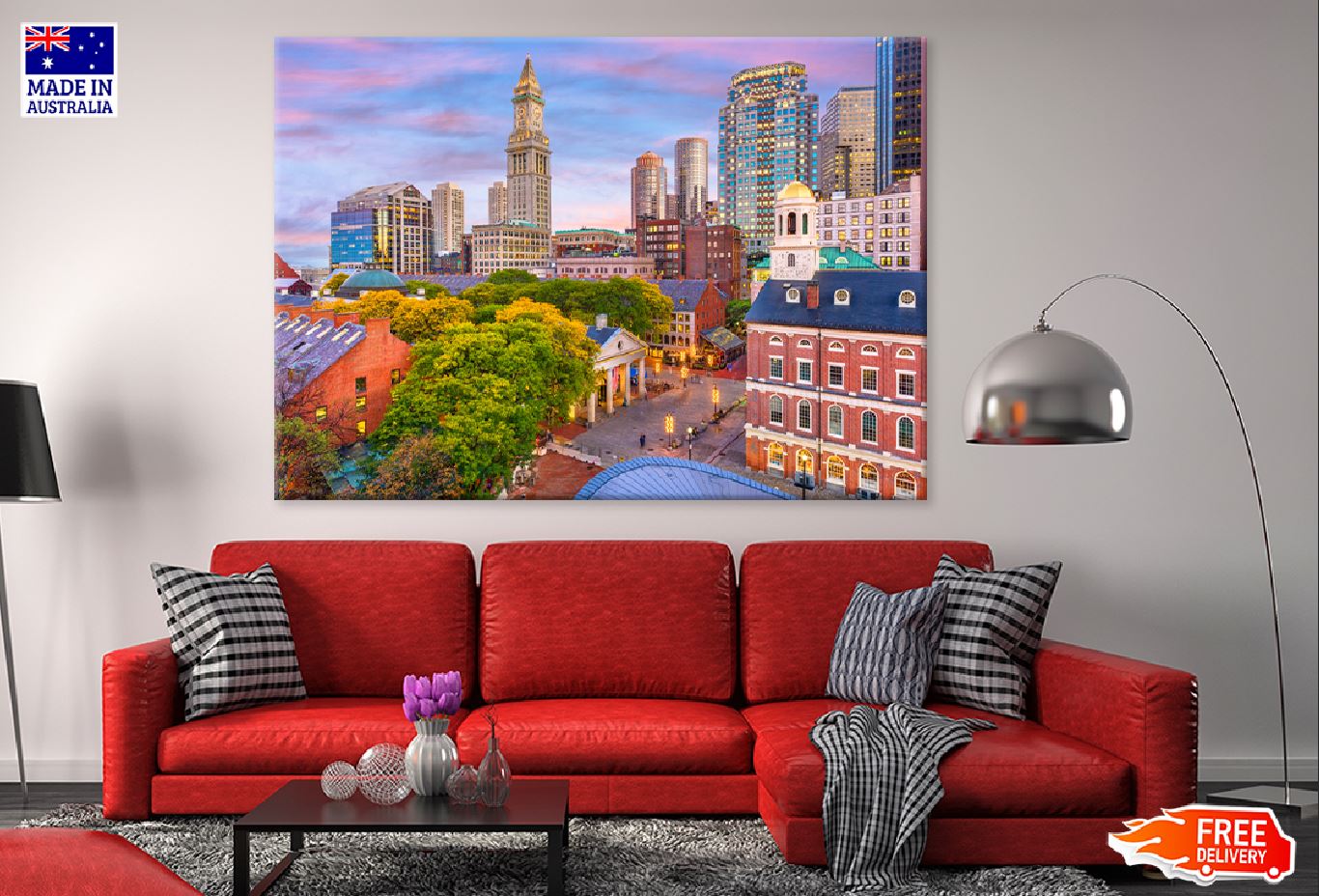 Faneuil Hall & Quincy Market View Print 100% Australian Made Stretched Canvas Ready to Hang - 1515