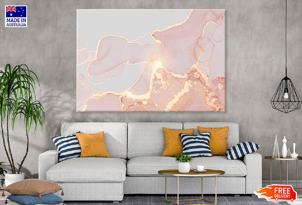 Grey Pink & Gold Abstract Design Print 100% Australian Made Stretched Canvas Ready to Hang - 1166