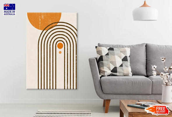 Orange Abstract Shapes & Brown Line Art Print 100% Australian Made Stretched Canvas Ready to Hang - 1847