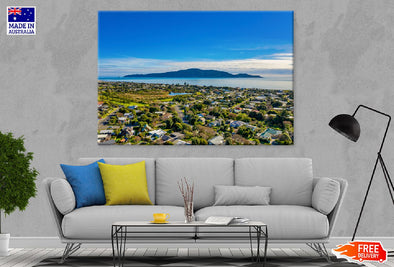 Kapiti Island Waikanae Beach View Print 100% Australian Made Stretched Canvas Ready to Hang - 1415