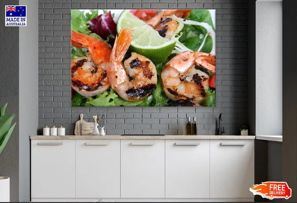 Shrimp Recipes Closeup Photograph Print 100% Australian Made Stretched Canvas Ready to Hang - 2048