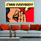 C'Mon Everybody Chat Bubble & Girl Illustration Pop Arts & Comic Poster Print 100% Australian Made Stretched Canvas Ready to Hang - 2148