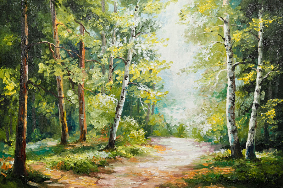 Trees Covered Pathway Watercolor Print 100% Australian Made Stretched Canvas Ready to Hang - 1745