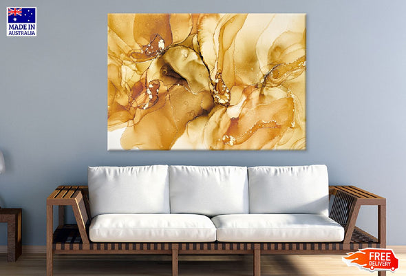 Golden Marble Texture Abstract Design Print 100% Australian Made Stretched Canvas Ready to Hang - 1167