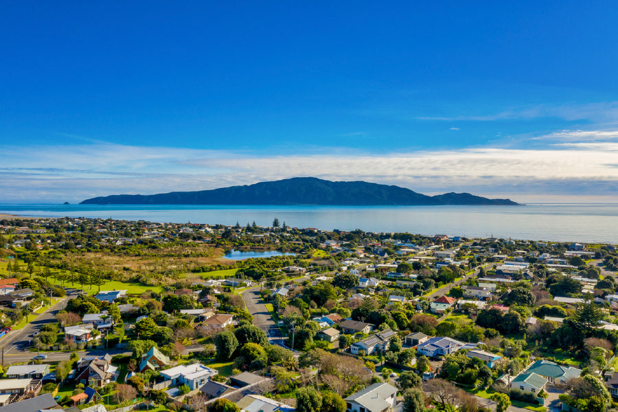 Kapiti Island Waikanae Beach View Print 100% Australian Made Stretched Canvas Ready to Hang - 1415