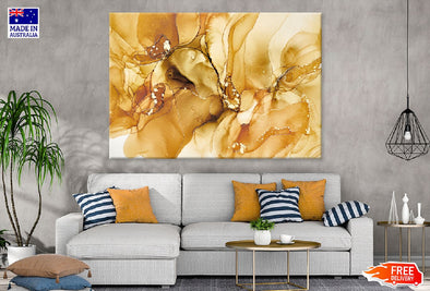 Golden Marble Texture Abstract Design Print 100% Australian Made Stretched Canvas Ready to Hang - 1167