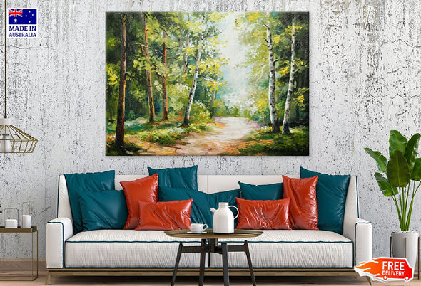 Trees Covered Pathway Watercolor Print 100% Australian Made Stretched Canvas Ready to Hang - 1745