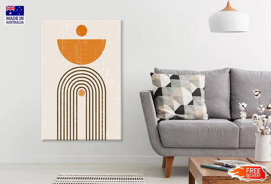 Orange Abstract Shapes & Brown Line Art Print 100% Australian Made Stretched Canvas Ready to Hang - 1848