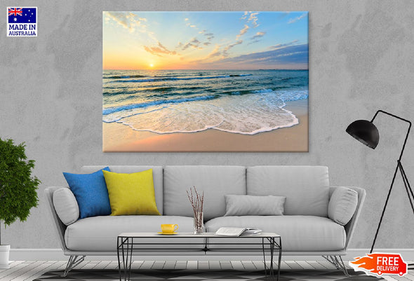 Tunisia Foam Waves Sunset View Print 100% Australian Made Stretched Canvas Ready to Hang - 1416