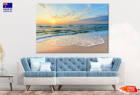 Tunisia Foam Waves Sunset View Print 100% Australian Made Stretched Canvas Ready to Hang - 1416