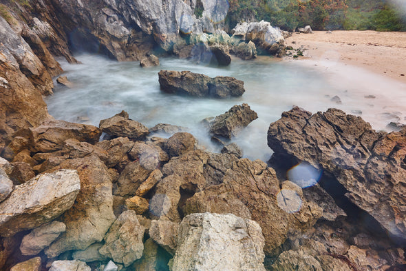 Sand & Rocky Beach View Asturias Print 100% Australian Made Stretched Canvas Ready to Hang - 1070