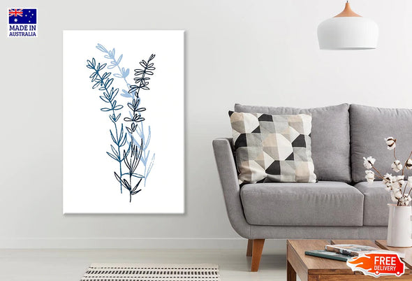 Green & Blue Plants Line Art Print 100% Australian Made Stretched Canvas Ready to Hang - 1850