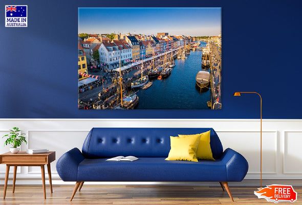 Nyhavn New Harbour Canal Denmark Print 100% Australian Made Stretched Canvas Ready to Hang - 1520