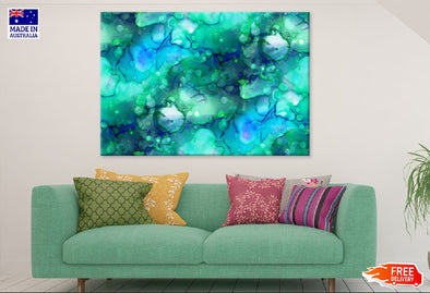 Green Bubbles & Blue Abstract Design Print 100% Australian Made Stretched Canvas Ready to Hang - 1171