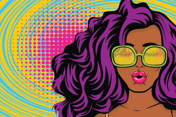 Girl with Sunglasses Illustration Pop Arts & Comic Poster Print 100% Australian Made Stretched Canvas Ready to Hang - 2152