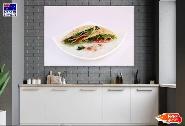 Pita Bread with Salad Photograph Print 100% Australian Made Stretched Canvas Ready to Hang - 2052