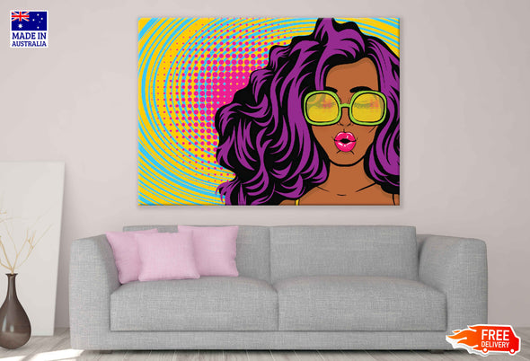 Girl with Sunglasses Illustration Pop Arts & Comic Poster Print 100% Australian Made Stretched Canvas Ready to Hang - 2152