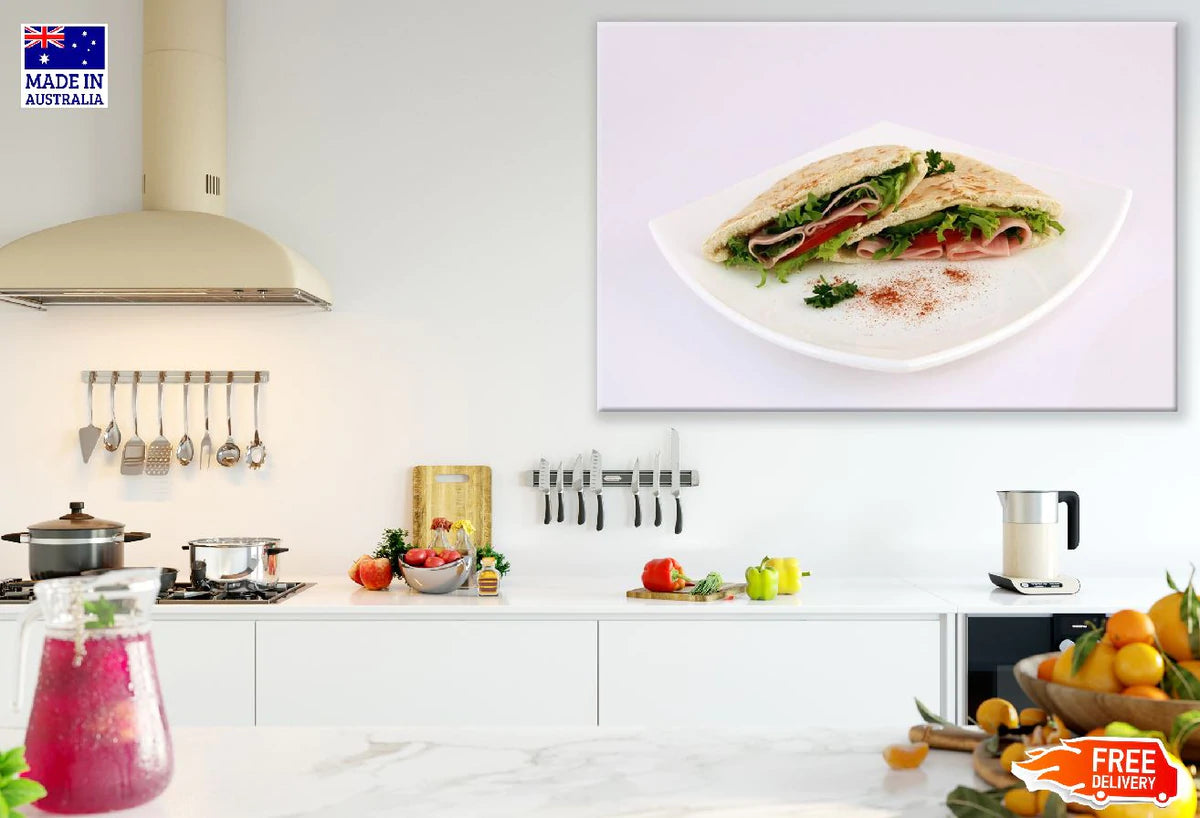 Pita Bread with Salad Photograph Print 100% Australian Made Stretched Canvas Ready to Hang - 2052