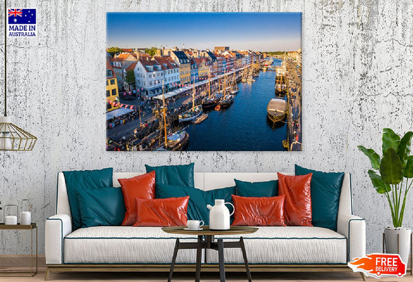 Nyhavn New Harbour Canal Denmark Print 100% Australian Made Stretched Canvas Ready to Hang - 1520