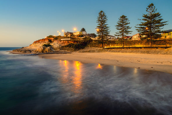 Port Noarlunga Beach Sunset View Print 100% Australian Made Stretched Canvas Ready to Hang - 1419