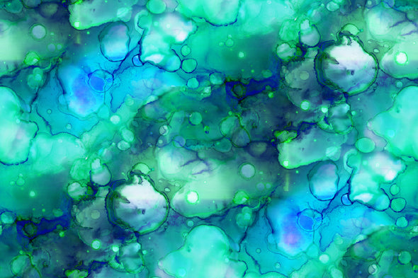 Green Bubbles & Blue Abstract Design Print 100% Australian Made Stretched Canvas Ready to Hang - 1171