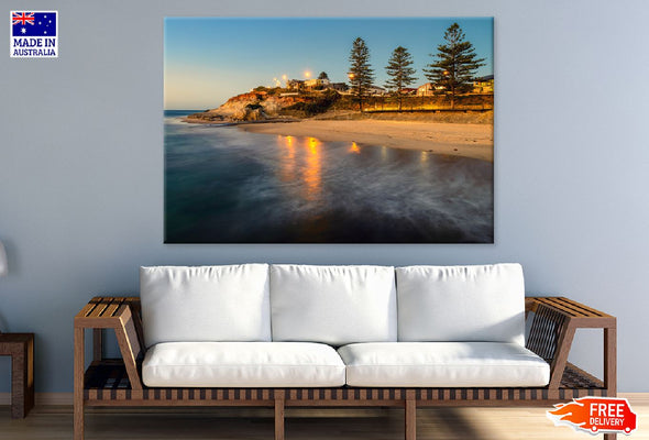 Port Noarlunga Beach Sunset View Print 100% Australian Made Stretched Canvas Ready to Hang - 1419