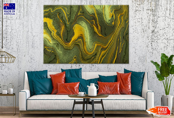 Dark Green Gold Abstract Acrylic Print 100% Australian Made Stretched Canvas Ready to Hang - 1108