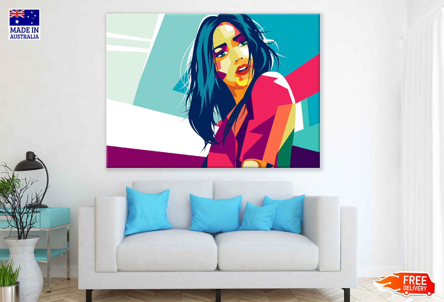 Fashion Woman in Style Illustration Pop Arts & Comic Poster Print 100% Australian Made Stretched Canvas Ready to Hang - 2161