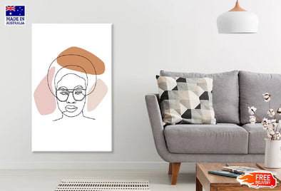 Girl With Sunglasses Line Art Design Print 100% Australian Made Stretched Canvas Ready to Hang - 1788