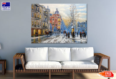 Old City Street Watercolor Art Print 100% Australian Made Stretched Canvas Ready to Hang - 1457