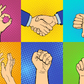 Hand Signs Illustration Pop Arts & Comic Poster Print 100% Australian Made Stretched Canvas Ready to Hang - 2154