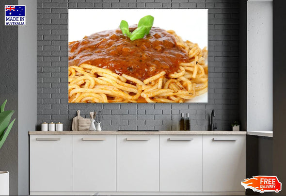 Pasta Spaghetti with Sauce Photograph Print 100% Australian Made Stretched Canvas Ready to Hang - 2054