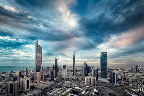 Kuwait City Dark Sky Clouds View Print 100% Australian Made Stretched Canvas Ready to Hang - 1522