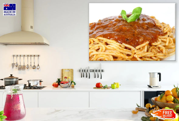 Pasta Spaghetti with Sauce Photograph Print 100% Australian Made Stretched Canvas Ready to Hang - 2054