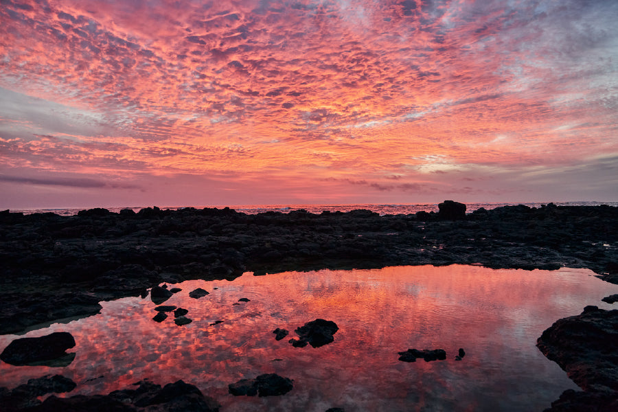 Rocks near Lake Pink Sunset View Print 100% Australian Made Stretched Canvas Ready to Hang - 1073